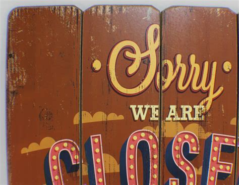 Sorry We Are Closed Wooden Plank Sign Shop Store Decor