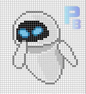EVE Wall-E perler pattern - Patrones Beads / Plantillas para Hama