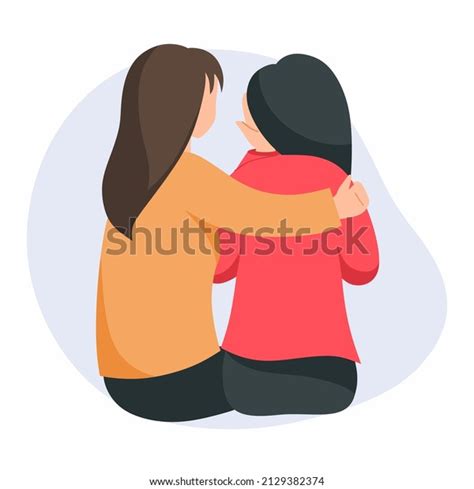 Woman Comforts Her Friend Girl Has Stock Vector Royalty Free