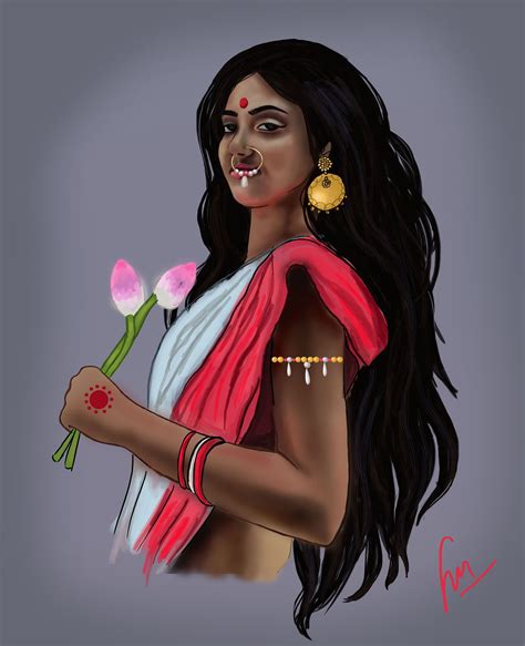 Bengali Girl Illustration Portrait Art By Jagriti Mishra Bengali Art India Art
