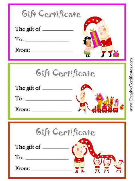 Printable christmas gift certificates