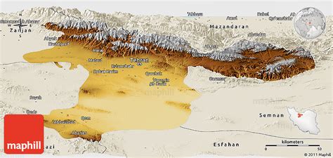 Physical Panoramic Map Of Tehran Shaded Relief Outside