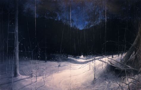 Landscape Painting Of A Snowy Path In The Woods In Winter With The