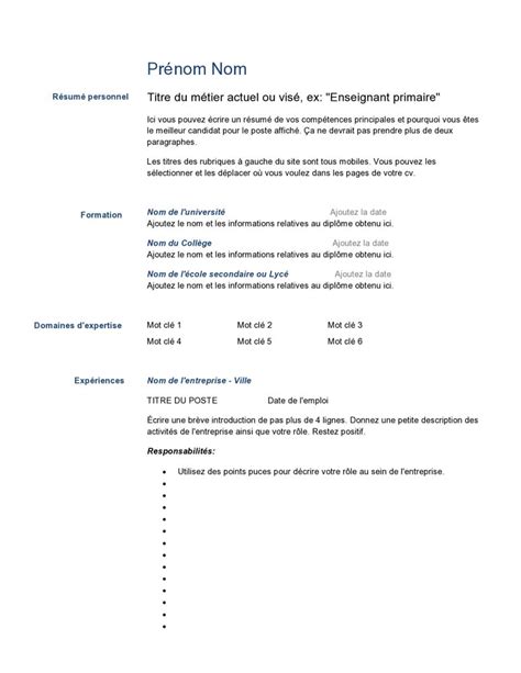 Modèle de cv vierge (#897) – Exemple de CV .info