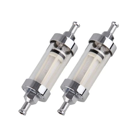 2x High Quality New Chrome Plated Clear View Glass Inline Fuel Filter