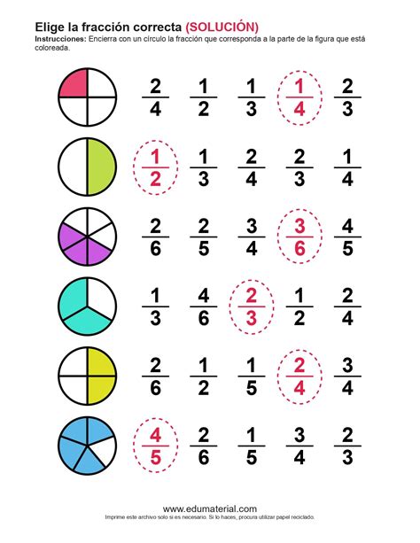 Elige La Fracción Correcta Set1 Edumaterial