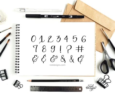 Faux Calligraphy Tutorial: Numbers + Free Practice Sheet | Vial Designs