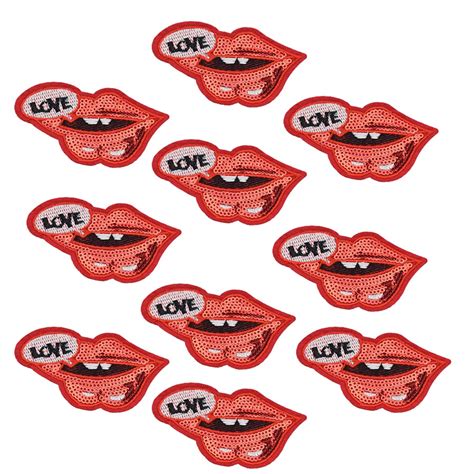 10pcs Kiss Love Badges Patches For Clothing Iron Embroidered Patch
