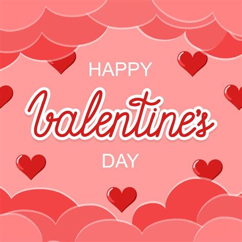 Happy Valentines Day Banner Clouds In Paper Cut Style And Glossy