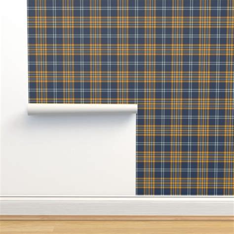 Navy Blue And Mustard Yellow Plaid Spoonflower