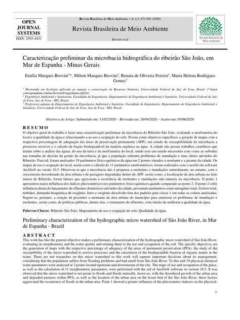pdf open journal systems caracterização preliminar da microbacia hidrográfica do ribeirão são