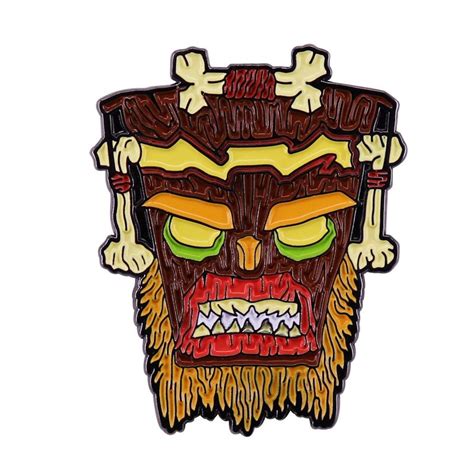 90s Adventure Video Game Crash Bandicoot Aku Lapel Pin Possessed Tiki Mask Broochbrooches