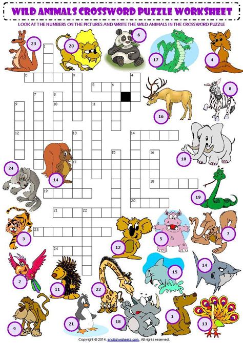 Animal Crossword Puzzle Printable Printable Crossword Puzzles