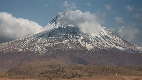 Volcano With Snow At The Peak Free Stock Video Mixkit