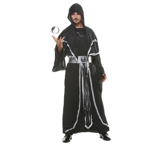 Mystical Dark Sorcerer Medieval Warlock Halloween Adult Costume Mens