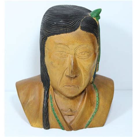 Carved Wooden Native American Bust