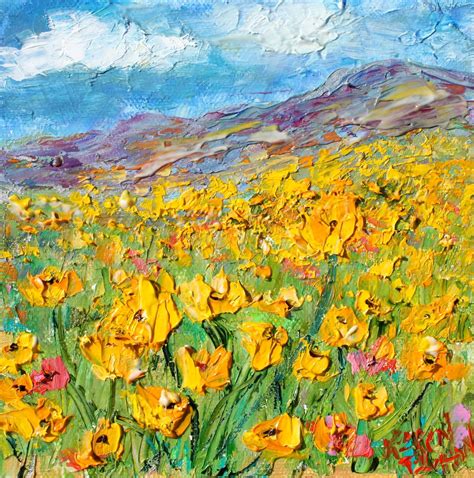 Karen Tarlton Poppy Field Painting Palette Knife Fine Art