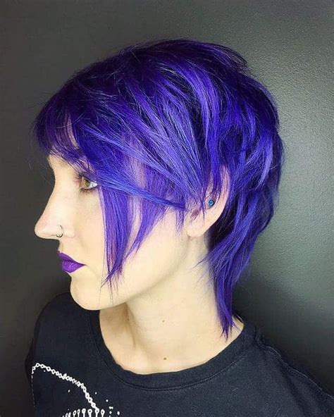 15 Modern Short Purple Hairstyles Trending In 2021 Blonde Pixie Hair