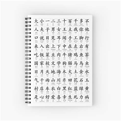 100 Most Common Chinese Characters Spiral Notebook For Sale By