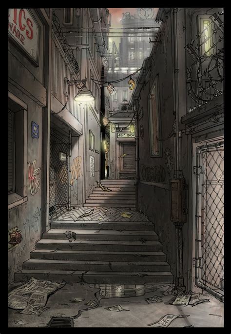 Kz2 Helghan Alley Michel Voogt Alley Illustration City Alleyway Alley