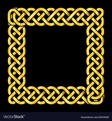 Square Golden Celtic Knots Frame Royalty Free Vector Image