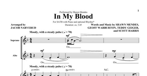 In My Blood Arr Jacob Narverud Satb Choir Print Sheet Music Now
