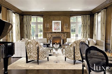 Contemporary Brown Living Room With Detailed Mantel Luxe Interiors
