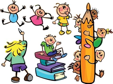 Cartoon Primary School Students Free Vector Download 16515 Free