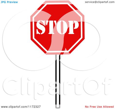 Cartoon Of A Stop Sign On A Post Royalty Free Vector Clipart By Hit