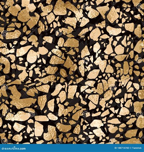 Seamless Gold Terrazzo Flooring Abstract Pattern Luxury Stone Texture