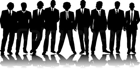 A Group Of Nine Business People In Black Silhouette Stock Vector Colourbox