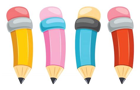 Lápices De Colores Para La Educación De Los Niños Vector Premium