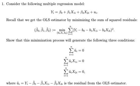 Solved Consider The Following Multiple Regression Model Yi