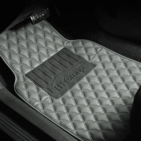 Fh Group Universal Faux Leather Car Floor Mats Diamond Pattern Gray