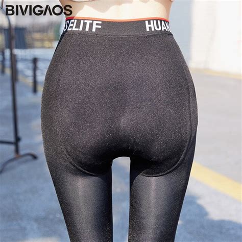 Buy Bivigaos 2017 Shiny Gloss Leggings Sexy Slim Black
