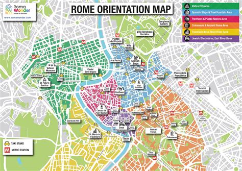 Rome Sightseeing Map Map Of Rome Tourist Sites Lazio Italy