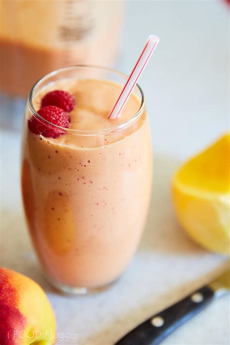 Peach Smoothie With Raspberries And Mango I Food Blogger