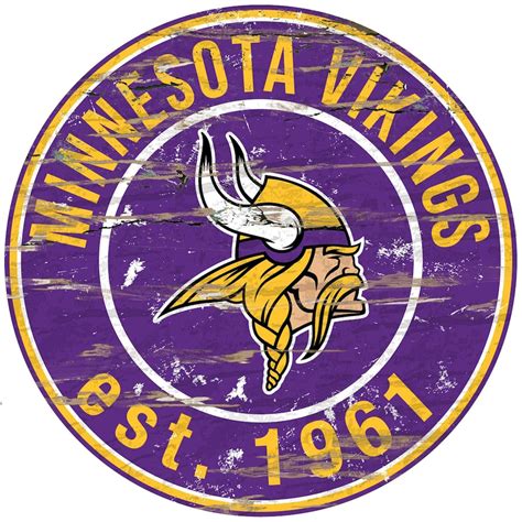 The vikings come to terms with. Minnesota Vikings 23.5" Distressed Round Sign
