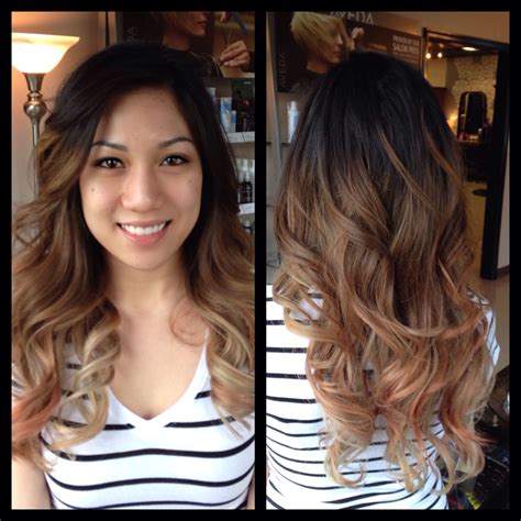 Red highlights on brown hair look stunning and balanced. Bark brown to caramel blonde ombré Gorgeous Salon ...