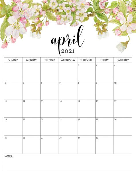 April 2021 printable calendar templates with week numbers, us federal holidays, notes, appointments, events in docx, pdf, jpg. 15+ Cool Floral Cute April 2021 Calendar Printable for Kids, Students