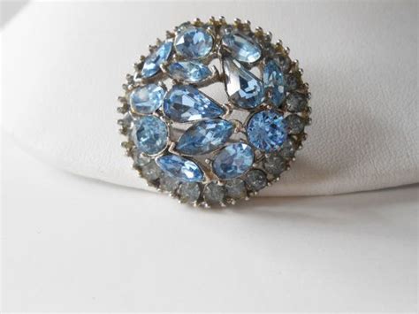 Vintage Blue Rhinestone Brooch Elegant 1950s Formal Jewelry