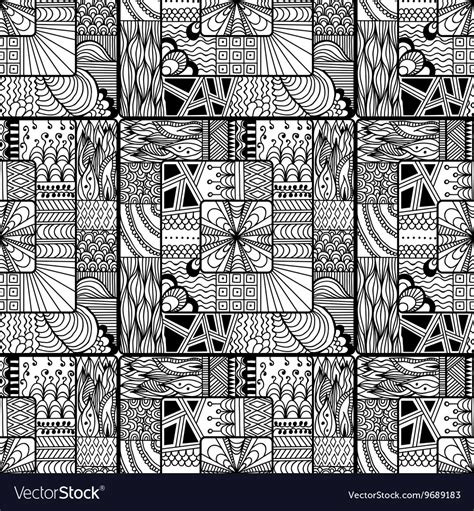 Zentangle Seamless Pattern Doodle Mandala Vector Image