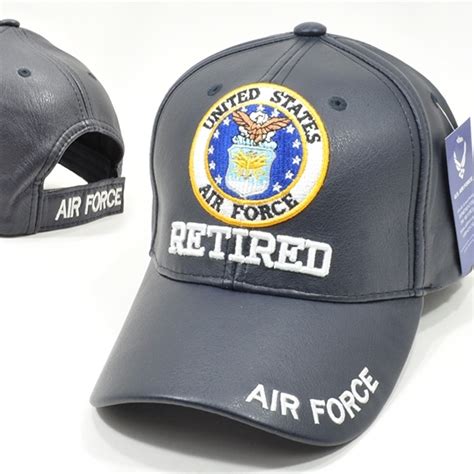 Product Details Air Force Retired Pu Leather Mens Cap Navy Blue