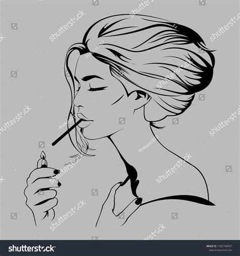 Woman Holds Cigarette Icon Sign Elegant Stock Vector Royalty Free Shutterstock