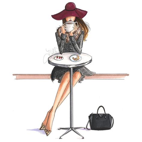 Elegant Lady drinking Tea / Signora elegante beve il Tè - Art by Holly ...