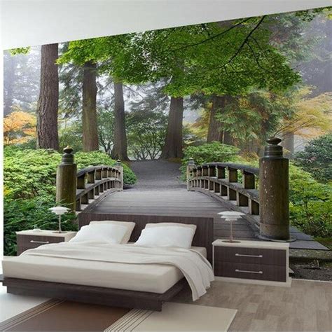 Beibehang Custom 3d Mural Stereoscopic Bridge Forest Green Landscape