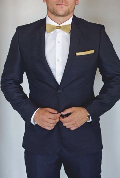 Navy Blue Suit With Gold Bow Tie Prom In 2019 Wedding Suits