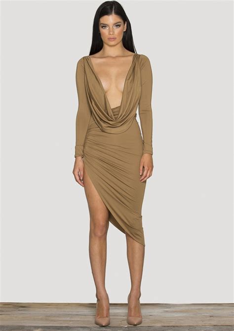 Sexy Club Bandage Women Sexy Bodycon Deep V Neck Dress Plunge Long Sleeve Tight Party