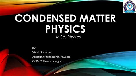 Condensed Matter Physics Youtube