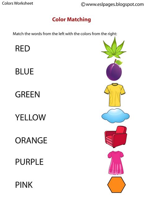 Color Matching Worksheets For Preschoolers